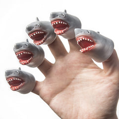 AQKILO Shark finger puppet front view for engaging storytime