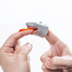 AQKILO Shark finger puppet used as a playful party gift