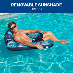 Aqua Leisure soft fabric arm rests Blue Fern cooling comfort.
