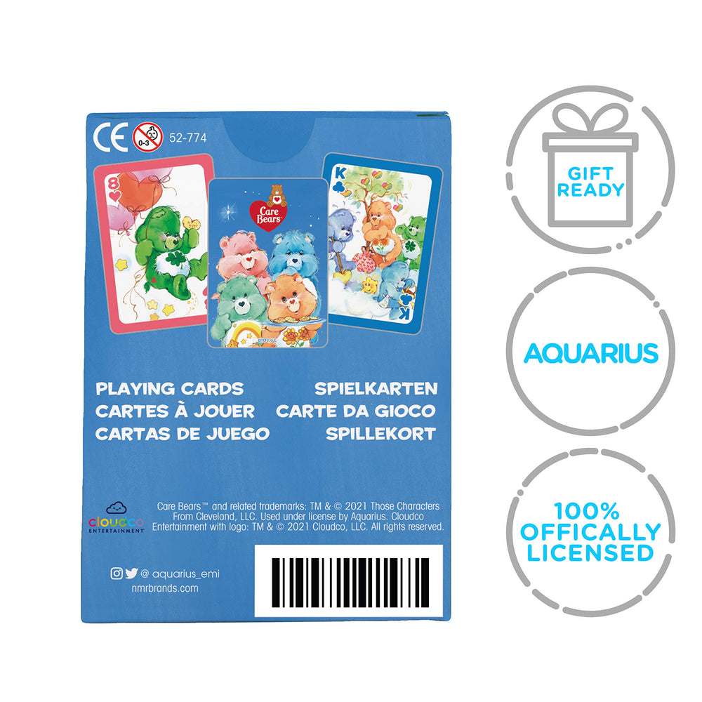 AQUARIUS Care Bears playing cards deck emotional artwork invites cheerful play.