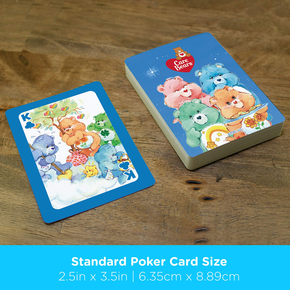 AQUARIUS Care Bears playing cards deck on table setup for quick fun.