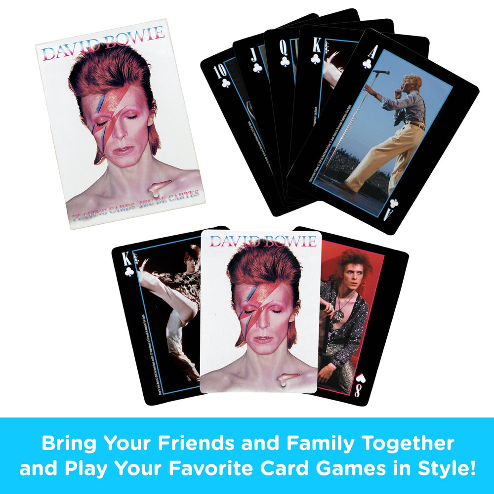 AQUARIUS David Bowie playing cards back view, retro-inspired design for fans.