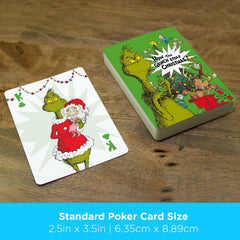 Aquarius Grinch playing cards deck in action image demonstrates quick setup for game night.