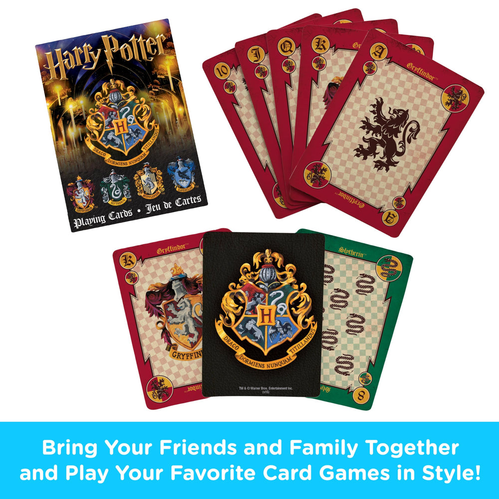 AQUARIUS Harry Potter Crests deck back shows house crests and style.