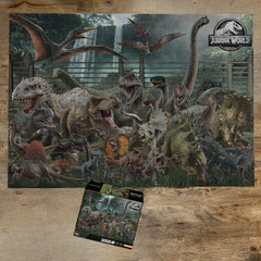 Aquarius Jurassic World 3000pc puzzle artwork featuring lifelike dinosaurs for thrilling assembly