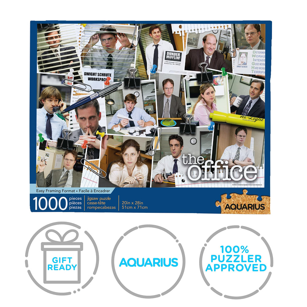 AQUARIUS cast collage puzzle featuring iconic The Office characters for cozy evenings