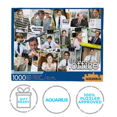 AQUARIUS cast collage puzzle featuring iconic The Office characters for cozy evenings