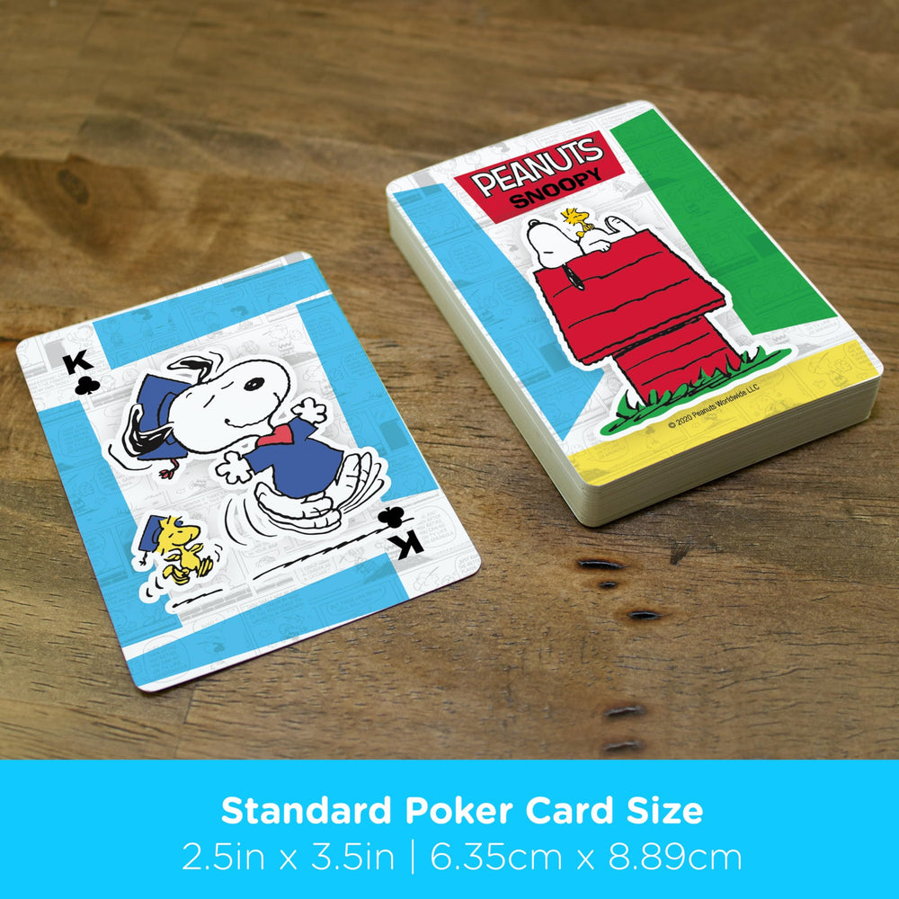 Aquarius Peanuts Snoopy playing cards panel 7, poker size fits standard games and shuffles smoothly.