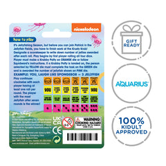 AQUARIUS SpongeBob jumping jellyfish dice game in action shot highlights quick, social play.