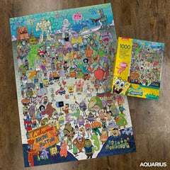 Aquarius SpongeBob puzzle pieces showcase vibrant colors for family game night.