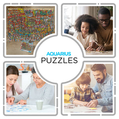 Aquarius Where’s Waldo 3000-piece puzzle Waldo-hidden scene, ideal family challenge.