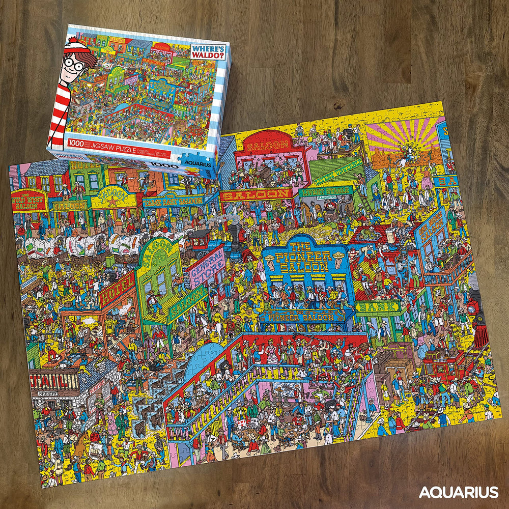 Aquarius Where's Waldo Wild West puzzle glare-free paper for clear viewing while solving