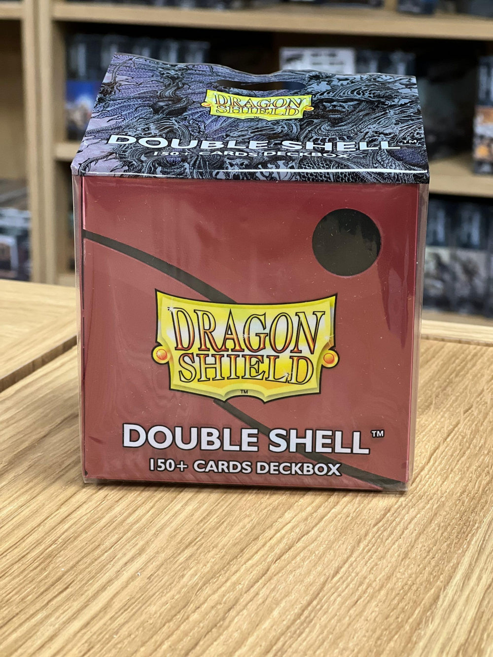 Arcane Tinmen Double Shell opened for easy access while organizing decks.