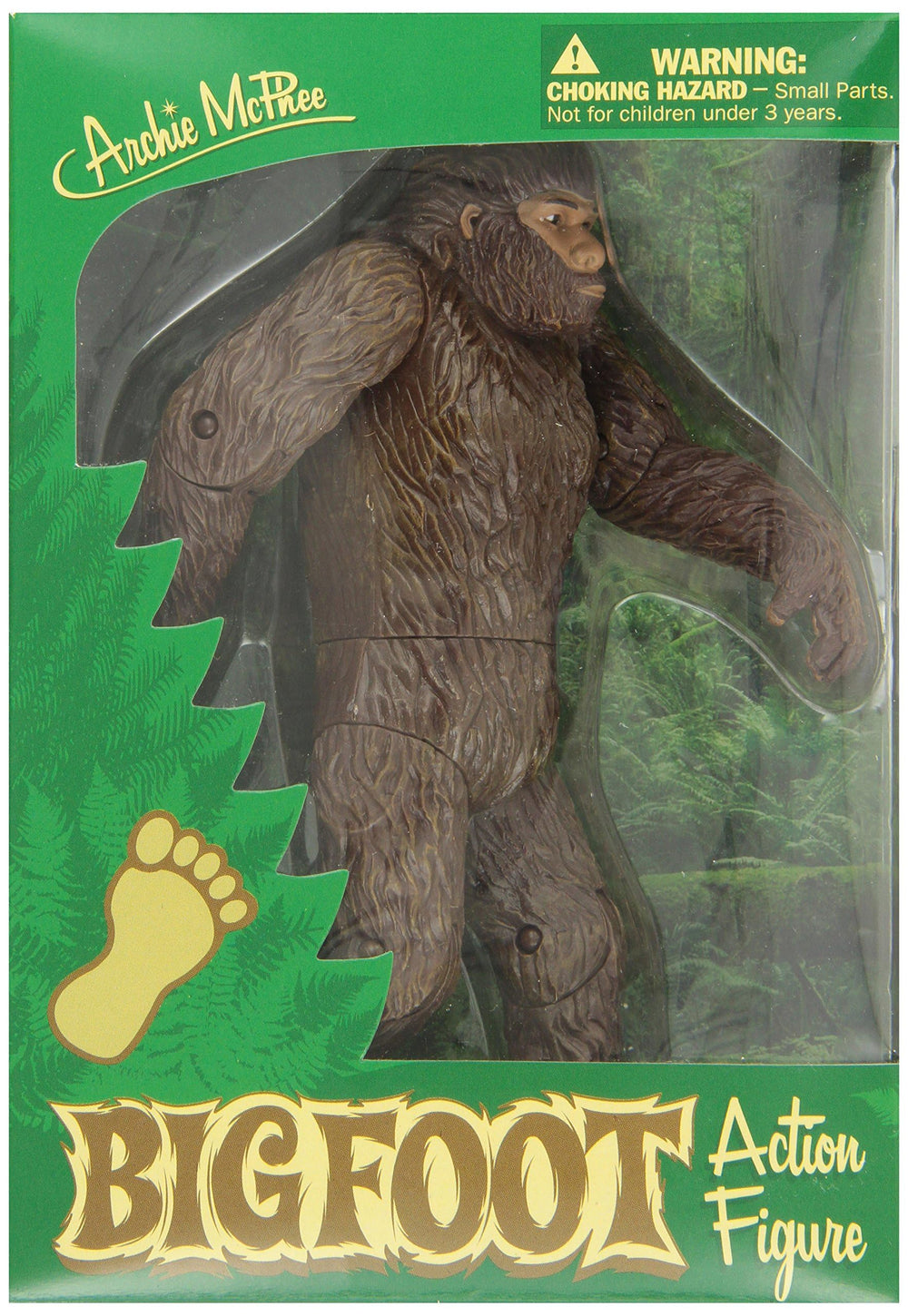 Archie Mcphee Bigfoot Brown back detail shows joints and flexibility