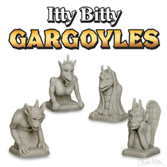 Hard vinyl gargoyles from Archie McPhee are durable desk decor.