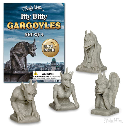 Archie McPhee Itty Bitty Gargoyles perch on a monitor corner for whimsy.