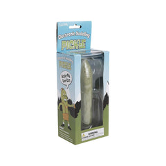 Archie McPhee Yodeling Pickle button press for instant playful entertainment.