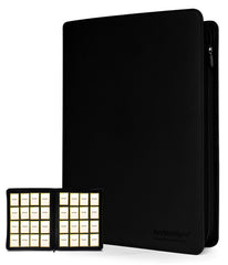 ARCHIVALPRO trading card binder with 16-pocket black cover showing organized cards and sleek design