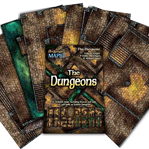 Arcknight dungeons battlemaps showing 16 modular maps for flexible tabletop encounters.