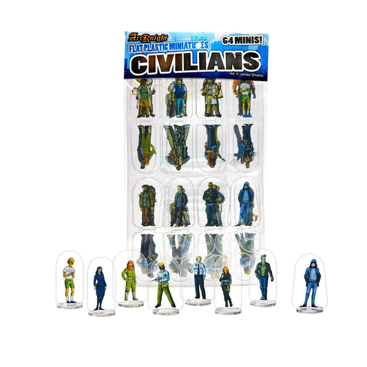 Arcknight flat civilians packaging illustrates compact minis for easy transport and quick setup.