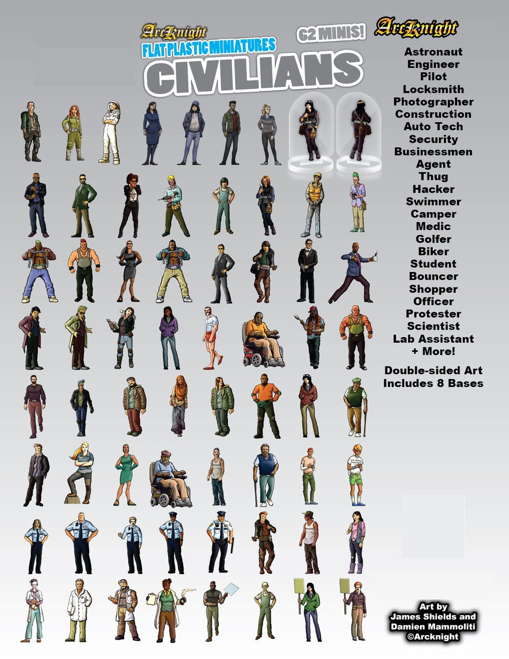 Arcknight flat civilians pose-detail highlights slim silhouettes for dynamic tabletop scenes.