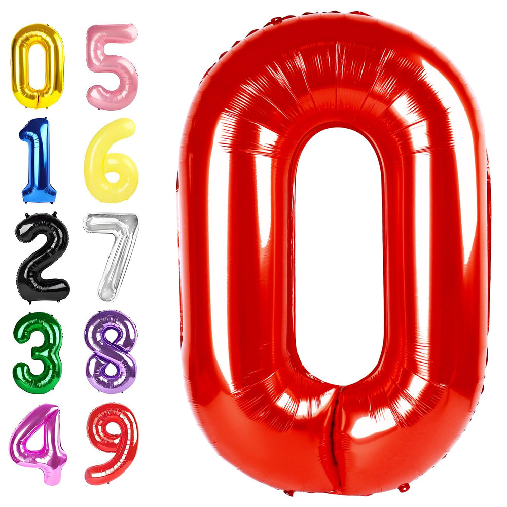 Argthjy 40 inch red foil number balloon front view for bold party decor