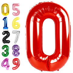 Argthjy 40 inch red foil number balloon front view for bold party decor