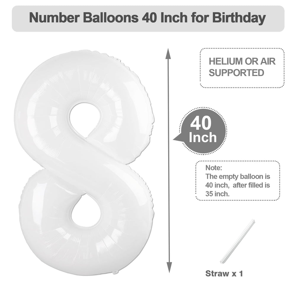 Argthjy 40-inch number 8 balloon creates a striking photo backdrop.