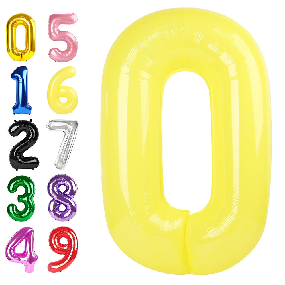 Argthjy 40-inch number balloon zero in yellow, ideal for standout birthday décor and photos