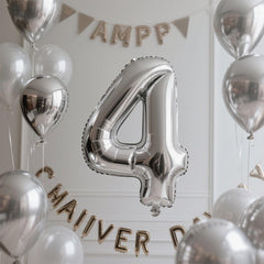 Argthjy large 40-inch silver 4 balloon enhances party backdrop