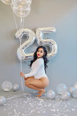 Argthjy 40-inch silver number 4 balloon with inflation straw for quick setup