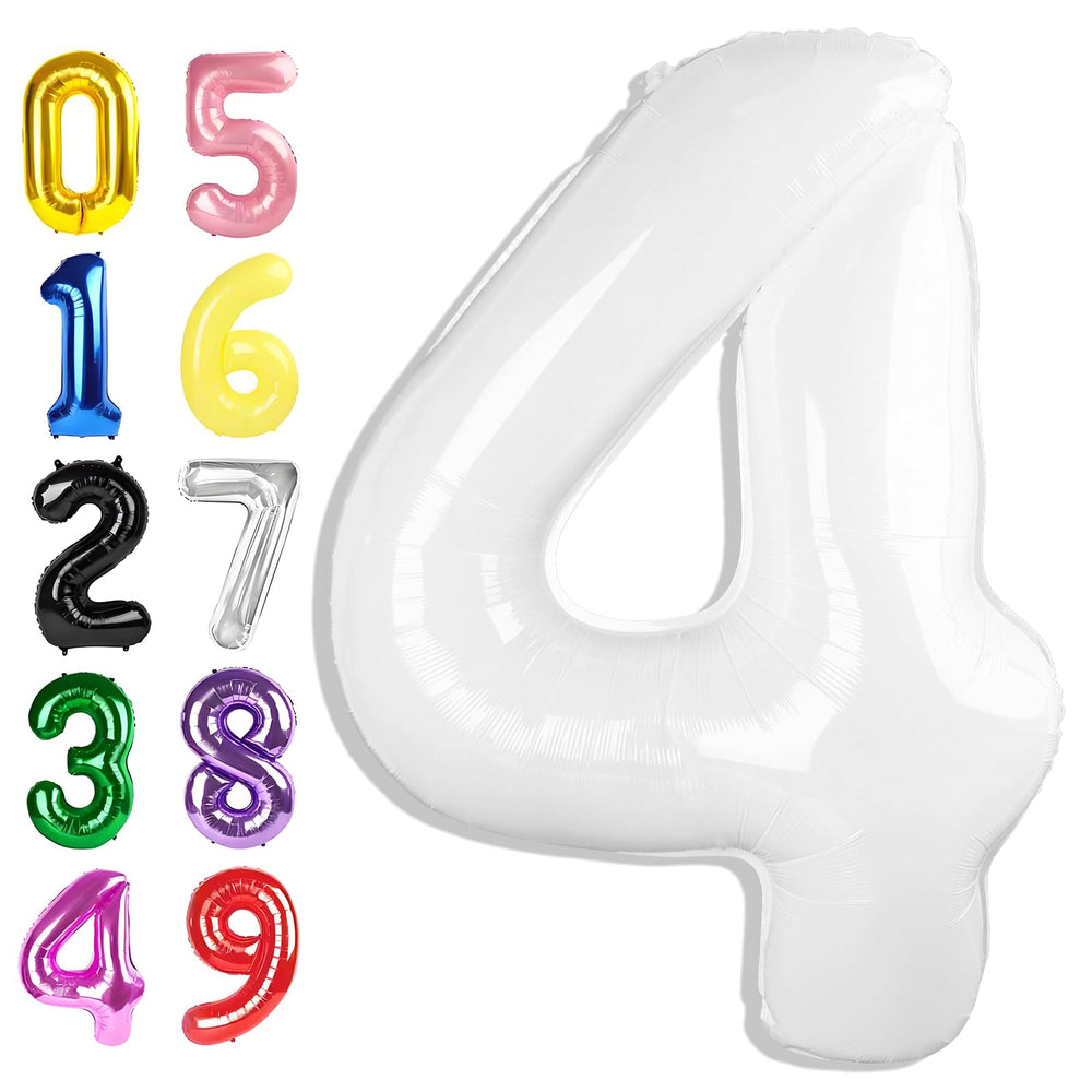 Argthjy 40-inch white 4-number balloon for standout birthday photos