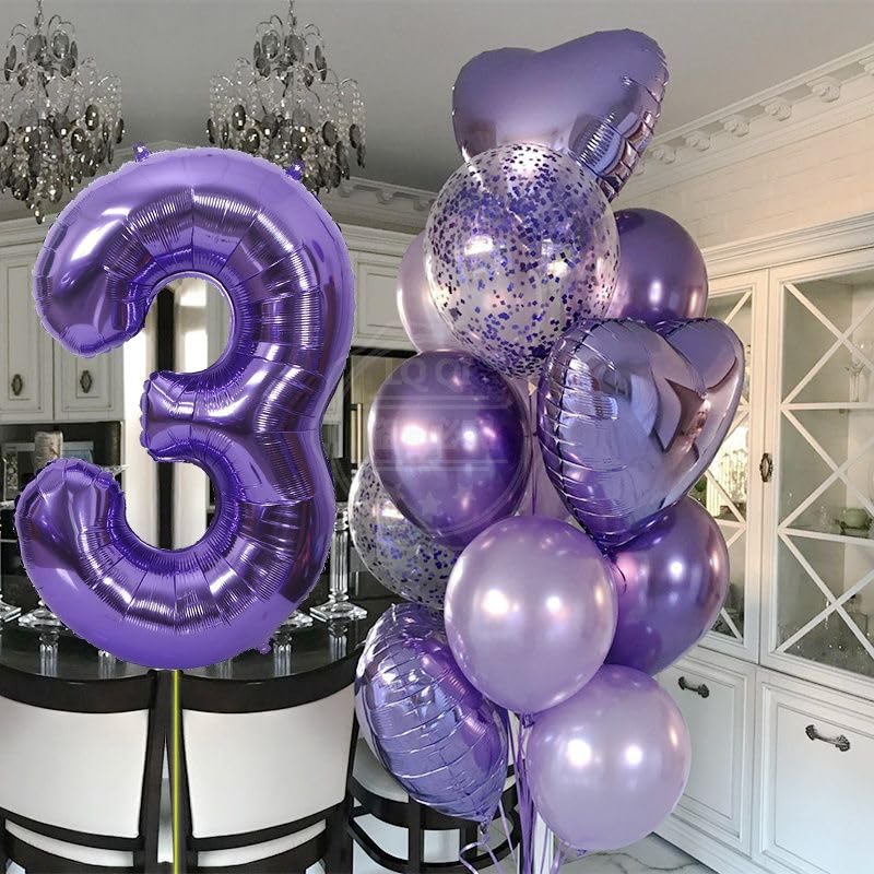 Argthjy purple 40 inch number balloon enhances birthday party styling.