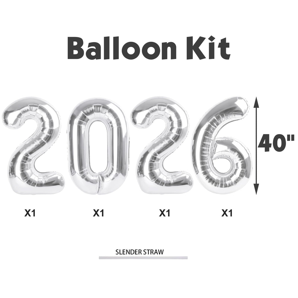 Argthjy Silver 2026 22-number balloon displayed in a vibrant party scene.