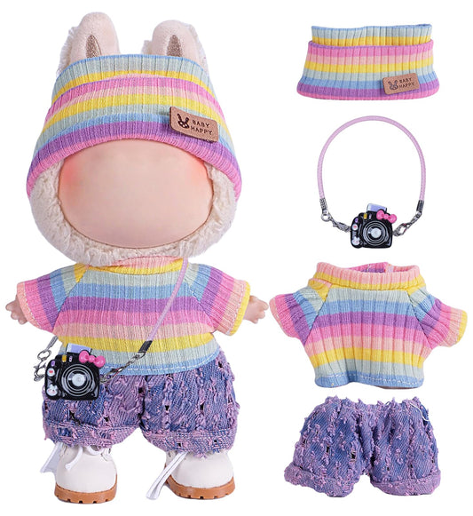Ariker Rainbow doll hat in soft yarn, perfect for cozy dressing and display.