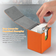 Arkeiliy 110+ cards capacity highlights generous storage for unsleeved or single/double sleeves
