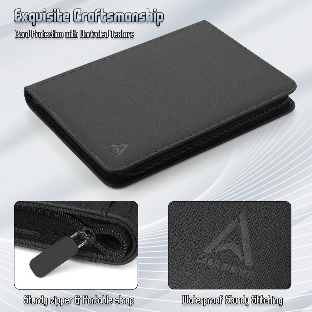 Arkeiliy card binder zip closure keeps cards protected during transport.