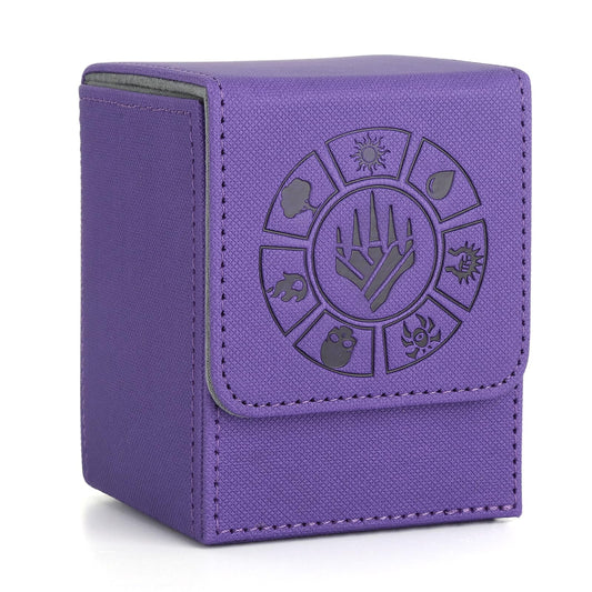 Arkeiliy purple deck box front view highlighting design and capacity for MTG cards