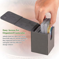 Arkeiliy card storage capacity fits 110+ single-sleeved cards for quick access