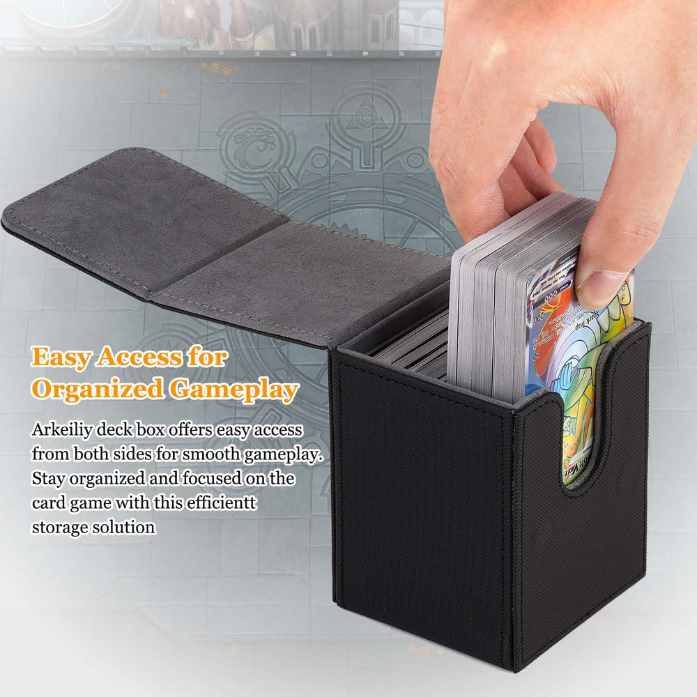 Arkeiliy deck box lid-open view for easy access during gameplay