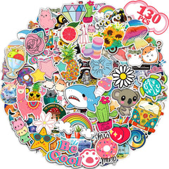 Arme 130Pcs water bottle stickers with vibrant designs and sun protection