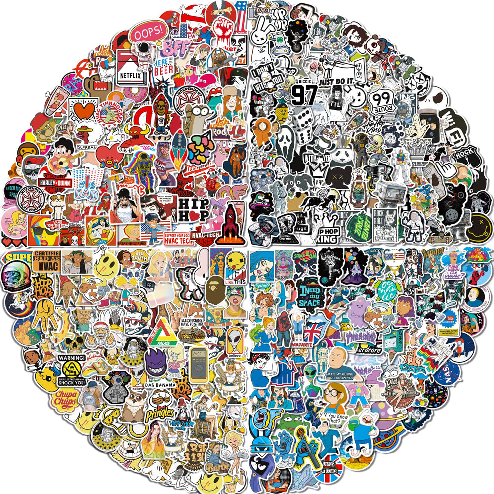 Arme 400pc sticker pack with various designs for laptops and more