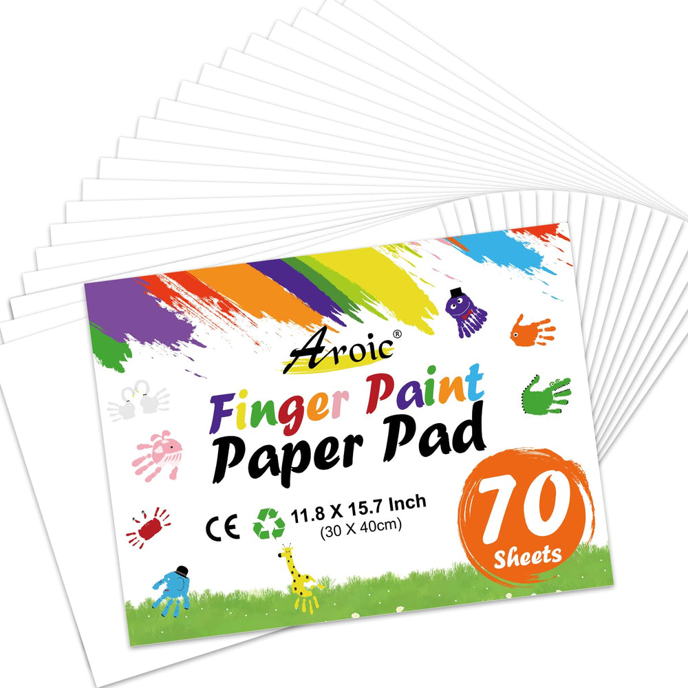 AROIC finger paint paper 70 sheets—smooth non-absorbent surface for rich color blending.