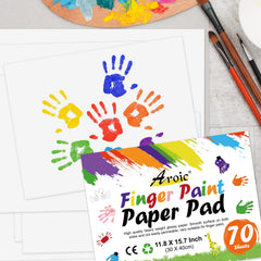 AROIC versatile paper suitable for finger paint, crayons, markers, and pencils.