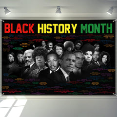 Arosche Black History Month banner featuring famous figures, ideal for classroom decor.