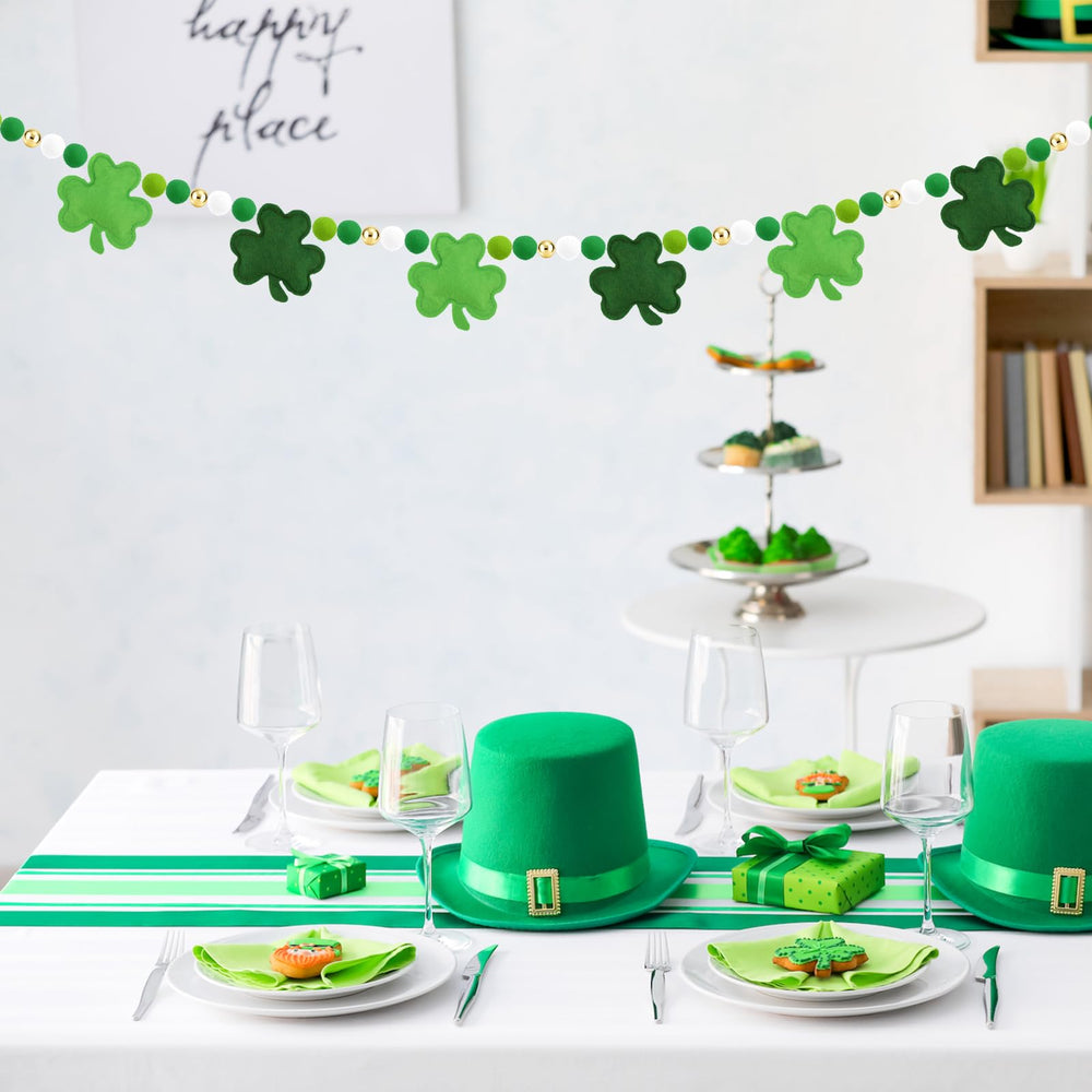 Arosche party garland suits windows, shelves, and tiered trays.