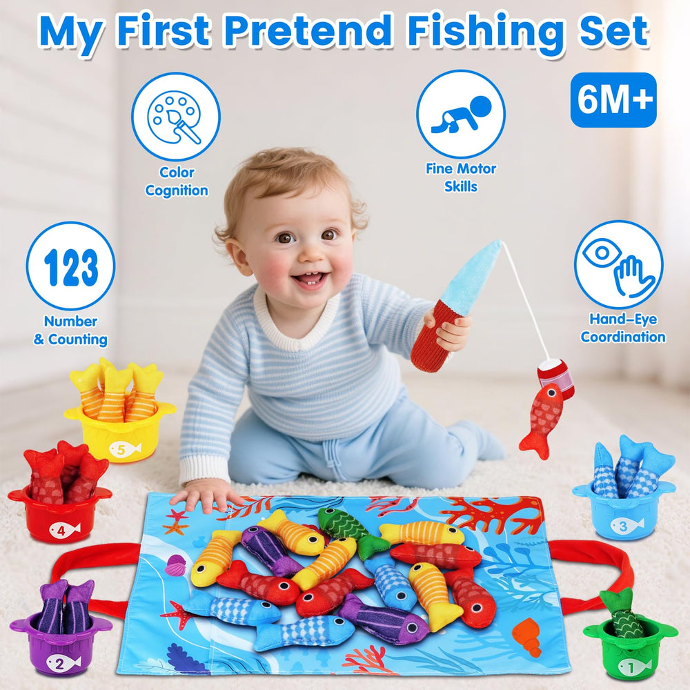 Arovan cloth fish set with soft fabric for tactile exploration and sorting.