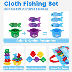 Arovan stackable fish buckets to practice color and number sorting.