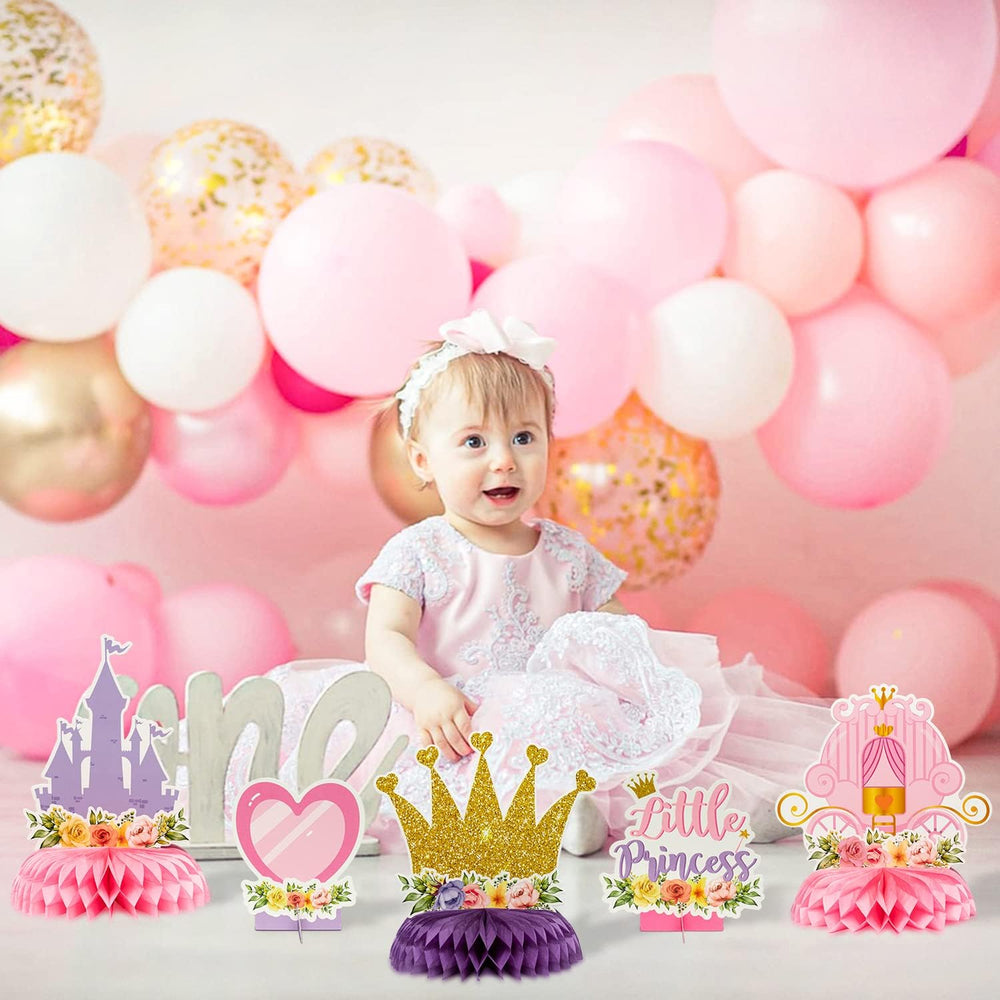 ArowlWesh princess dress and heels honeycomb centerpiece for photos