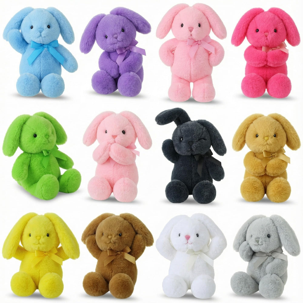 Arrowbash 12-inch white bunny plush for comforting hugs and kid-friendly play.